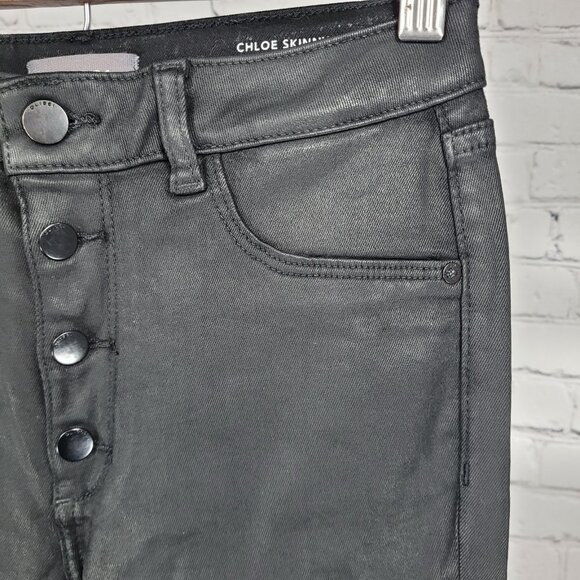 DL1961 Black Coated Chloe Skinny High Rise DL Ultimate Skinny Pants 14 (24x28) - Picture 11 of 15